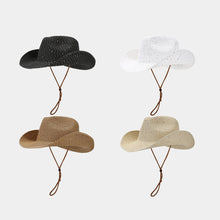 Load image into Gallery viewer, Women's Panama Straw Woven Sun Hat – Windproof Sequin Detail Beach Hat