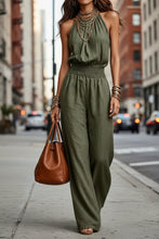 Load image into Gallery viewer, Women's Sleeveless Backless Lace-Up Halter Wide-Leg Jumpsuit