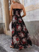 Load image into Gallery viewer, Floral Strapless High-Slit Maxi Dress