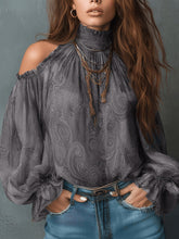 Load image into Gallery viewer, Women's Retro Cashew Print Off-Shoulder Blouse with Lantern Sleeves