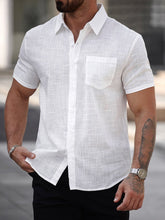Load image into Gallery viewer, Mens Short-sleeve Cotton Shirt With A Pocket