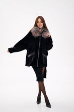 Load image into Gallery viewer, Palermo Genuine Astrakhan Silver Fox Trim Coat