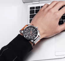 Load image into Gallery viewer, Men's Waterproof Elegant Sport Watch With Chronometers Day View, Leather Belts And Hardlex Scratch Resistant Glass Perfect Gift For Him