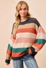 Load image into Gallery viewer, BiBi Stripes Color Block Chunky Sweater