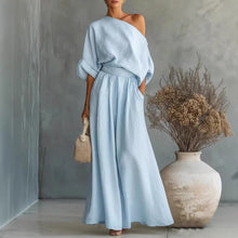 Load image into Gallery viewer, Cropped Off-Shoulder Top & Pants Two-Piece Set – 8 Colors, S–5XL