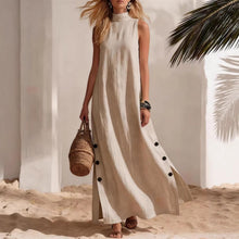 Load image into Gallery viewer, Sleeveless Midi Dress – Side Slits & Loose Fit