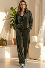 Load image into Gallery viewer, Women's Velvet Zip-Up Hoodie & Wide-Leg Pants Set