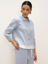 Load image into Gallery viewer, 100% Linen Buttoned Closure Color-Blocked Shirt JANICE