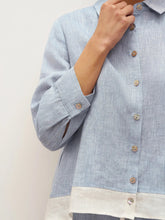 Load image into Gallery viewer, 100% Linen Buttoned Closure Color-Blocked Shirt JANICE