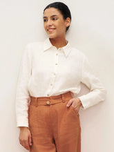 Load image into Gallery viewer, 100% Linen Button-Front Shirt with Extended Hem JOVAN
