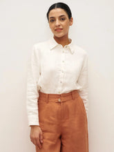 Load image into Gallery viewer, 100% Linen Button-Front Shirt with Extended Hem JOVAN