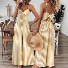 Load image into Gallery viewer, Printed Backless Sleeveless Strap Jumpsuit | Ginger Yellow