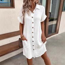 Load image into Gallery viewer, Women's Casual Loose Short-Sleeve Midi Shirt Dress – Button-Down