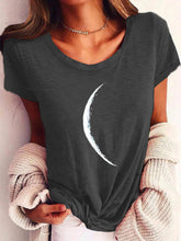 Load image into Gallery viewer, Wide Collar Printed T-Shirt – Casual Short Sleeve Top for Women