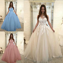 Load image into Gallery viewer, Sleeveless Floral Lace Wedding Dress - Romantic Bridal Gown with Flower Appliqués