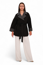 Load image into Gallery viewer, Sandro Cashmere Blend Overcoat in Black