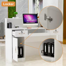 Load image into Gallery viewer, Natural White Corner Computer Desk with Hutch and Storage