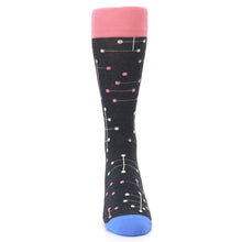 Load image into Gallery viewer, Pink Charcoal White Dot Line Men's Dress Socks