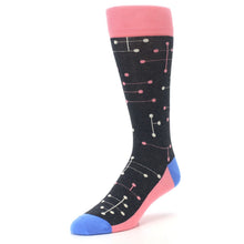 Load image into Gallery viewer, Pink Charcoal White Dot Line Men's Dress Socks