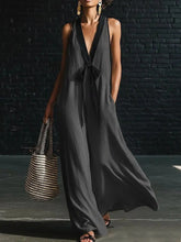 Load image into Gallery viewer, Women's V-Neck Strapless Sleeveless Maxi Dress | Resort-Style Elegant Long Dress
