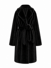 Load image into Gallery viewer, Faux Mink Effect Fur Coat in Black