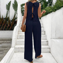 Load image into Gallery viewer, Elegant 2-Piece Matching Set, Sleeveless Crop Top And Wide Leg Pants Outfits