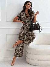 Load image into Gallery viewer, Leopard Print Short Sleeve : Wide Leg Jumpsuit