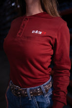 Load image into Gallery viewer, Women's FR 3-Button Henley - Wine Red