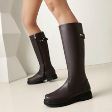 Load image into Gallery viewer, Women’s Retro British-Style Riding Boots – Leather Belt Buckle Knee Boots