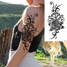 Load image into Gallery viewer, 25 Sheets Flower Rose Luxury Tattoos Waterproof Temporary Sticker 3D Rose Flower Tattoos Body Art Arm Fake Tatoo For Womens
