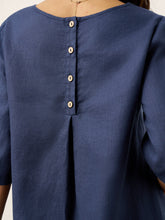 Load image into Gallery viewer, 100% Linen Relaxed Back Button Top with Tab Sleeves SYLVANA