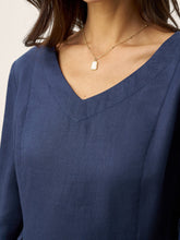 Load image into Gallery viewer, 100% Linen Gathered Waist Flap Detail Midi Dress DIANA