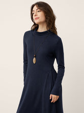 Load image into Gallery viewer, Wool Sculpted Pleats Turtleneck Maxi Dress BRIAR