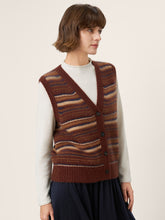 Load image into Gallery viewer, Mongolian Cashmere and Mulberry Silk Colorblock Stripe Button-Front Vest SOPHIE