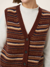 Load image into Gallery viewer, Mongolian Cashmere and Mulberry Silk Colorblock Stripe Button-Front Vest SOPHIE