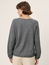 Load image into Gallery viewer, Mongolian Cashmere & Mulberry Silk Seamless Ribbed Trim V-Neck Sweater TESSA
