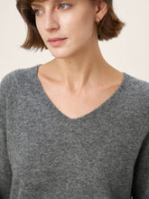 Load image into Gallery viewer, Mongolian Cashmere & Mulberry Silk Seamless Ribbed Trim V-Neck Sweater TESSA