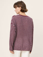 Load image into Gallery viewer, 100% Mongolian Cashmere Drop Shoulder Stripe Knit Top RAINA