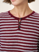 Load image into Gallery viewer, 100% Mongolian Cashmere Drop Shoulder Stripe Knit Top RAINA