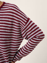 Load image into Gallery viewer, 100% Mongolian Cashmere Drop Shoulder Stripe Knit Top RAINA