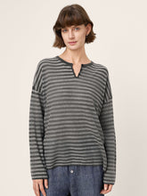 Load image into Gallery viewer, 100% Mongolian Cashmere Drop Shoulder Stripe Knit Top RAINA