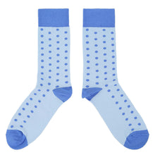Load image into Gallery viewer, Groomsmen Gift Set Ice Blue Cornflower Polka Dot Men's Dress Socks