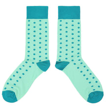 Load image into Gallery viewer, Mint Jade Polka Dot Groomsmen Wedding Men’s Dress Socks