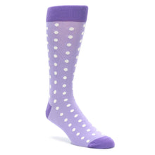 Load image into Gallery viewer, Lilac Iris Purple Polka Dot Groomsmen Wedding Men’s Dress Socks