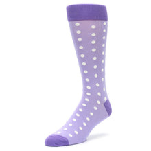 Load image into Gallery viewer, Lilac Iris Purple Polka Dot Groomsmen Wedding Men’s Dress Socks
