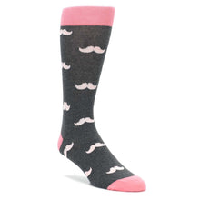 Load image into Gallery viewer, Petal Flamingo Pink Gray Mustache Groomsmen Wedding Men’s Dress Socks