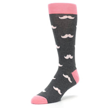Load image into Gallery viewer, Petal Flamingo Pink Gray Mustache Groomsmen Wedding Men’s Dress Socks