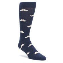 Load image into Gallery viewer, Heathered Navy Mustache Groomsmen Wedding Men’s Dress Socks