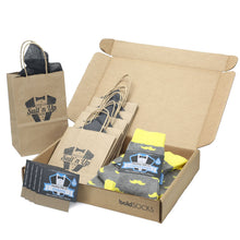 Load image into Gallery viewer, Customizable Groomsmen Gift Set Lemon Gray Mustache Men's Dress Socks