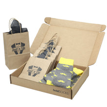 Load image into Gallery viewer, Customizable Groomsmen Gift Set Lemon Gray Mustache Men's Dress Socks
